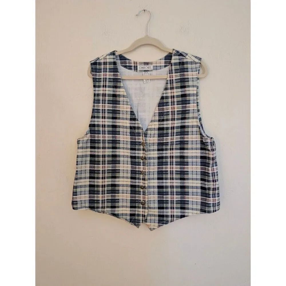 Vintage Cherokee Plaid Vest 90s